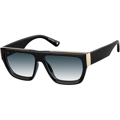 Zenni Men's Square Rx Sunglasses Black Plastic Full Rim Frame