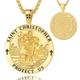 EUDORA Harmony Ball St Christopher Medal Saint Christopher Necklace for Women Men S925 Sterling Silver 18K Gold Plated, Mens St Christopher Pendant Religious Jewelry Gift for Womens Men, 22"+2"