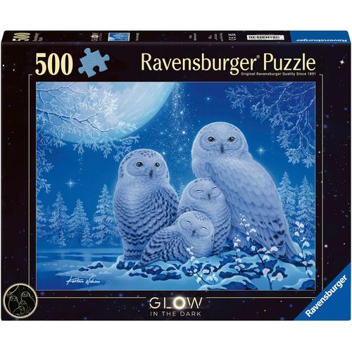 Puzzle RAVENSBURGER ""Glow in the Dark, Eulen im Mondschein"" Puzzles bunt Kinder Made in Germany; FSC - schützt Wald weltweit