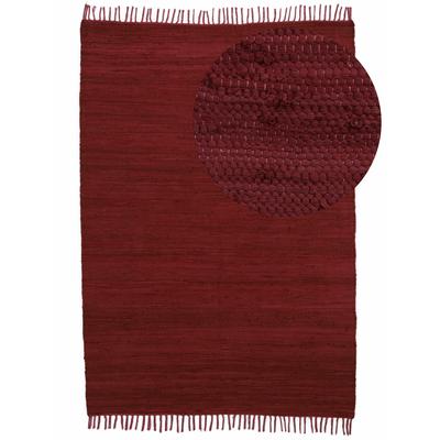 Teppich CARPETFINE "Kelim Chindi uni, auch als Läufer", lila (violett), B:90cm H:5mm L:160cm, Baumwolle, Teppiche, Wendeteppich, reine Baumwolle, handgewebt, Uni-Farben, mit Fransen Image
