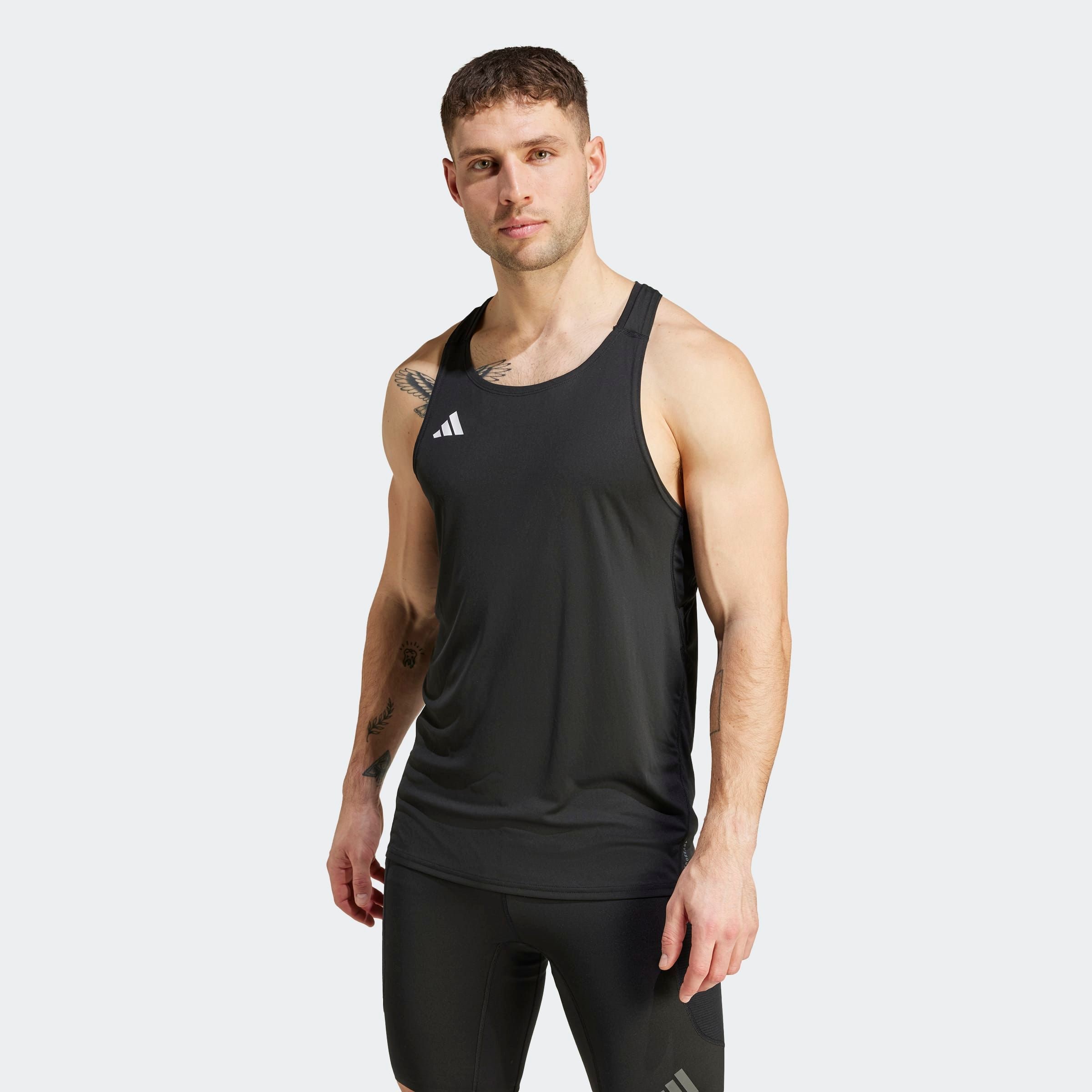 Lauftop ADIDAS PERFORMANCE "ADIZERO E SNGLT", Herren, Gr. L, schwarz, Obermaterial: 100% Polyester, Rundhals, Tops Image