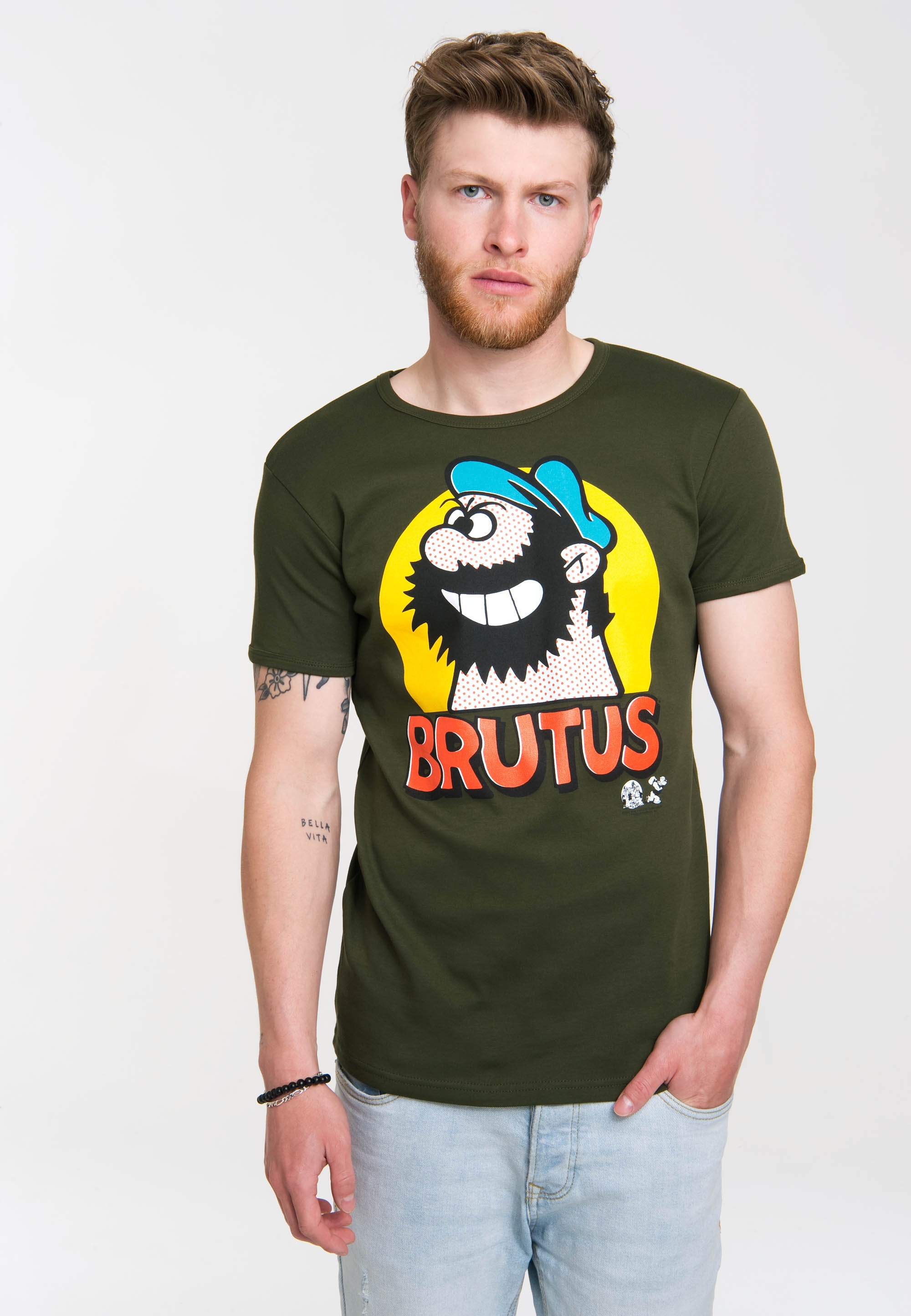 T-Shirt LOGOSHIRT "Brutus", Damen, Gr. XS, grün, 100% Baumwolle, bedruckt, normal, Rundhals, Shirts T-Shirt, mit lässigem Vintage-Print