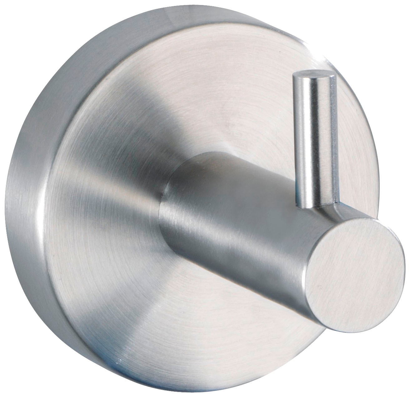 Wandhaken WENKO "Bosio", silber (silberfarben), H:5,5cm L:5,5cm, Edelstahl, Haken, Wandhaken, ohne Bohren