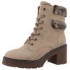 Schnürstiefelette TOM TAILOR, Damen, Gr. 36, beige, Lederimitat, Textil, unifarben, kontrastfarbene Details, modisch, Schuhe, Blockabsatz, Schnürboots mit Reißverschluss für leichten Einstieg