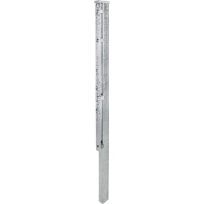 Zaunpfosten ALBERTS, grau (feuerverzinkt), B:6cm H:175cm T:4cm, Stahl, Zaunpfosten, 60x40 mm für Doppelstabmattenzaun, 175 cm, mit Flacheisen