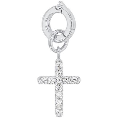 Charm Kreuz AMOR "2038512", silber (silberfarben, kristallweiß, kristallweiß), Charms, Damen, Silber 925 (Sterlingsilber), mit Zirkonia (synth.) Image