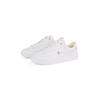 Plateausneaker TOMMY HILFIGER "ESSENTIAL CHIC COURT SNEAKER", Damen, Gr. 42, weiß, Leder, Lederimitat, sportlich, Schuhe, Freizeitschuh, Schnürschuh, Halbschuh mit TH-Schmuckelement