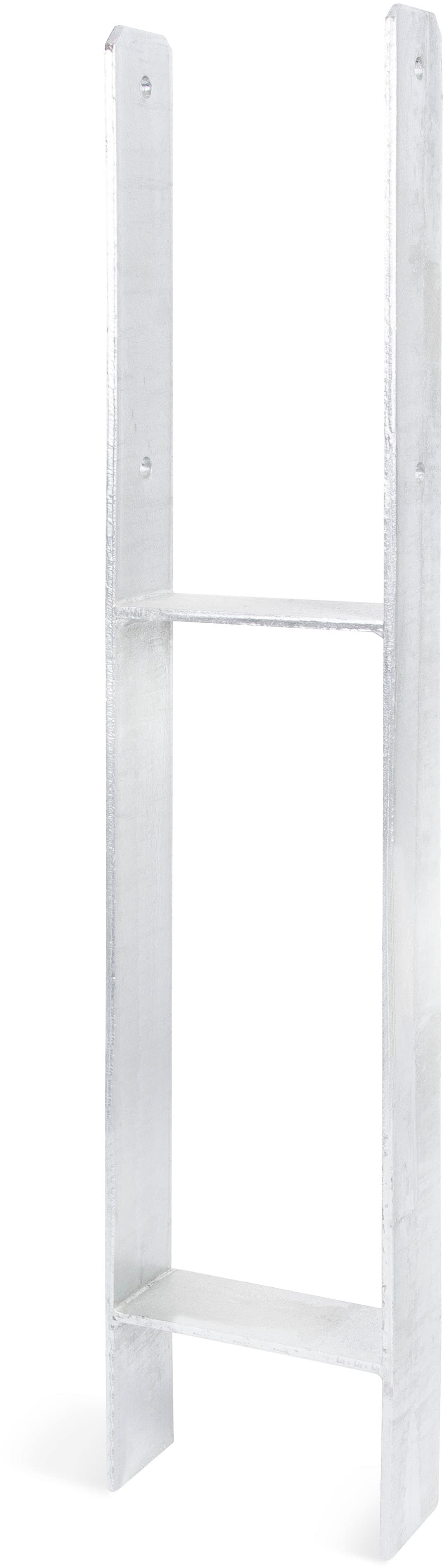 H-Pfostenanker ALBERTS, silber (silberfarben), B:14,1cm, Stahl, Bodenanker, Materialstärke 6 mm, lichte Breite 141 mm, Höhe 800 mm