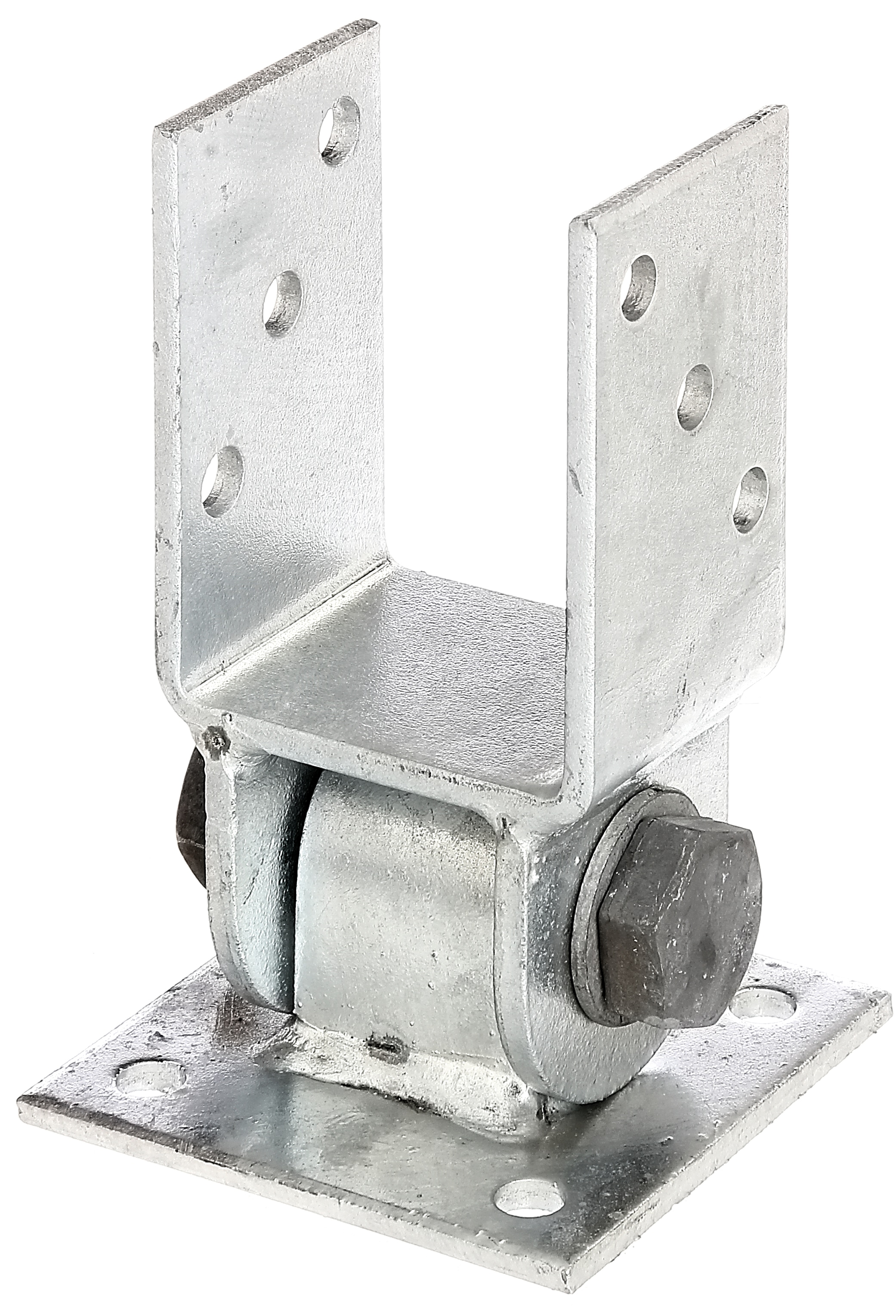 Pfostenträger ALBERTS, silber (silberfarben), B:10cm, Stahl, Bodenanker, mit beweglichem Oberteil, lichte Breite 71 mm