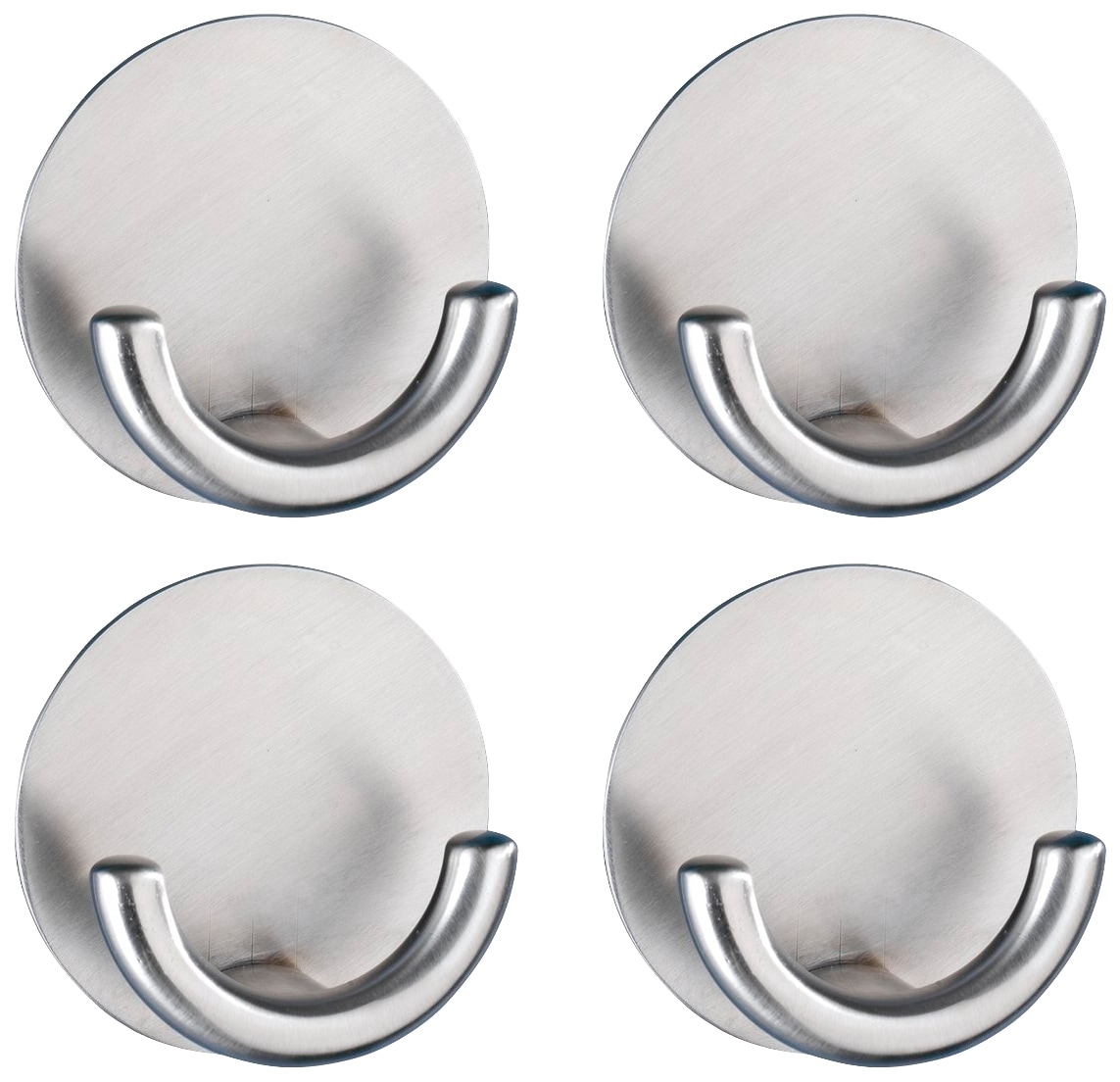 Wandhaken WENKO "Rondo", silber (matt), H:2,5cm L:5,3cm, Edelstahl, Haken, Wandhaken, Edelstahl, selbstklebend, rostfrei