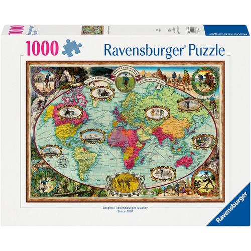 Puzzle RAVENSBURGER ""Mit Fahrrad um die Welt"" Puzzles bunt Kinder Made in Germany; FSC - schützt Wald weltweit