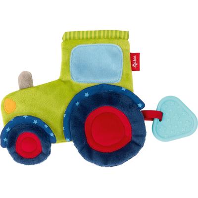 Schmusetuch SIGIKID "PlayQ, START Knistertuch Traktor" bunt Baby Schnuffeltücher mit Beißfläche