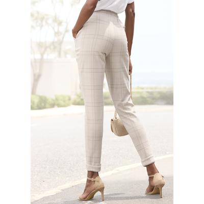 Jogger Pants VIVANCE, Damen, Gr. 36, N-Gr, beige (beige, rosa kariert), Stoff, Obermaterial: 79% Polyester, 19% Viskose, 2% Elasthan, kariert, casual, figurumspielend knöchelfrei, Hosen, mit Karomuster, Schlupfhose, enge Passform, casual-chic Image