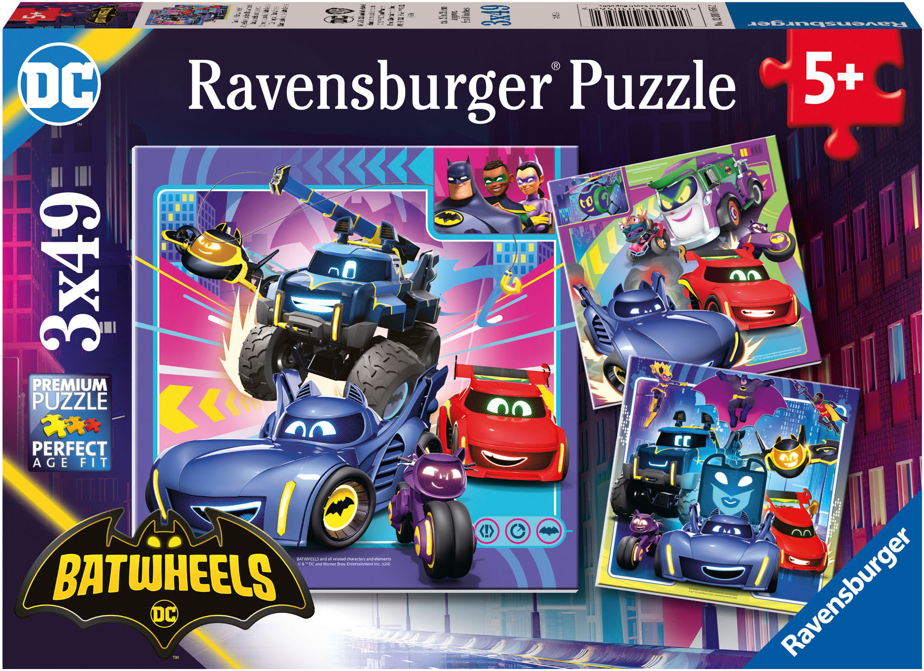 Puzzle RAVENSBURGER "An alle Batwheels", bunt, Puzzles, KinderB:21cm H:21cm, Motiv, 3 x 49 Teile; Made in Europe, B:21cm H:21cm