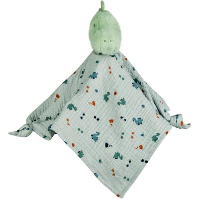 Schmusetuch STERNTALER "Dino Rexi, L", Baby, blau (graublau), Polyester, Musselin, Schnuffeltücher Image