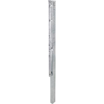 Zaunpfosten ALBERTS, grau (feuerverzinkt), B:6cm H:150cm T:4cm, Stahl, Zaunpfosten, 60x40 mm für Doppelstabmattenzaun, 150 cm, mit Flacheisen