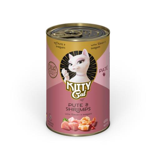 6x400g Kitty Cat Adult Pate Pute & Shrimps Katzenfutter nass