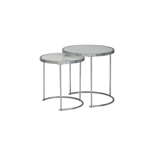 2tlg Runder Glas Couchtisch Set, modernes Design mit Stauraum, platzsparend. 50x50x50 cm | Kadima Design