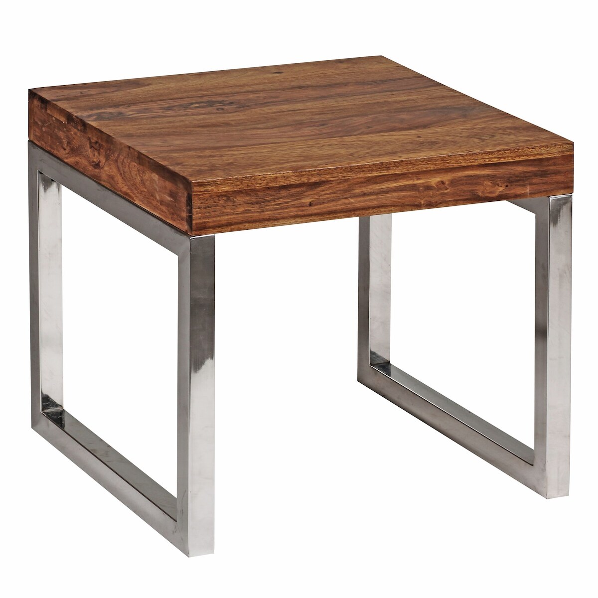 Quadratischer Couchtisch: Massivholz, Metallgestell, Sheesham-Massivholz, pflegeleicht. 45x45x40 cm | Kadima Design Image