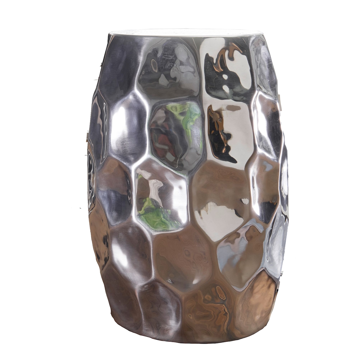 Orientalischer Beistelltisch `Enns`: Hammerschlag-Design, Aluminium, pflegeleicht. Silber, 30x30x47 cm | Kadima Design Image