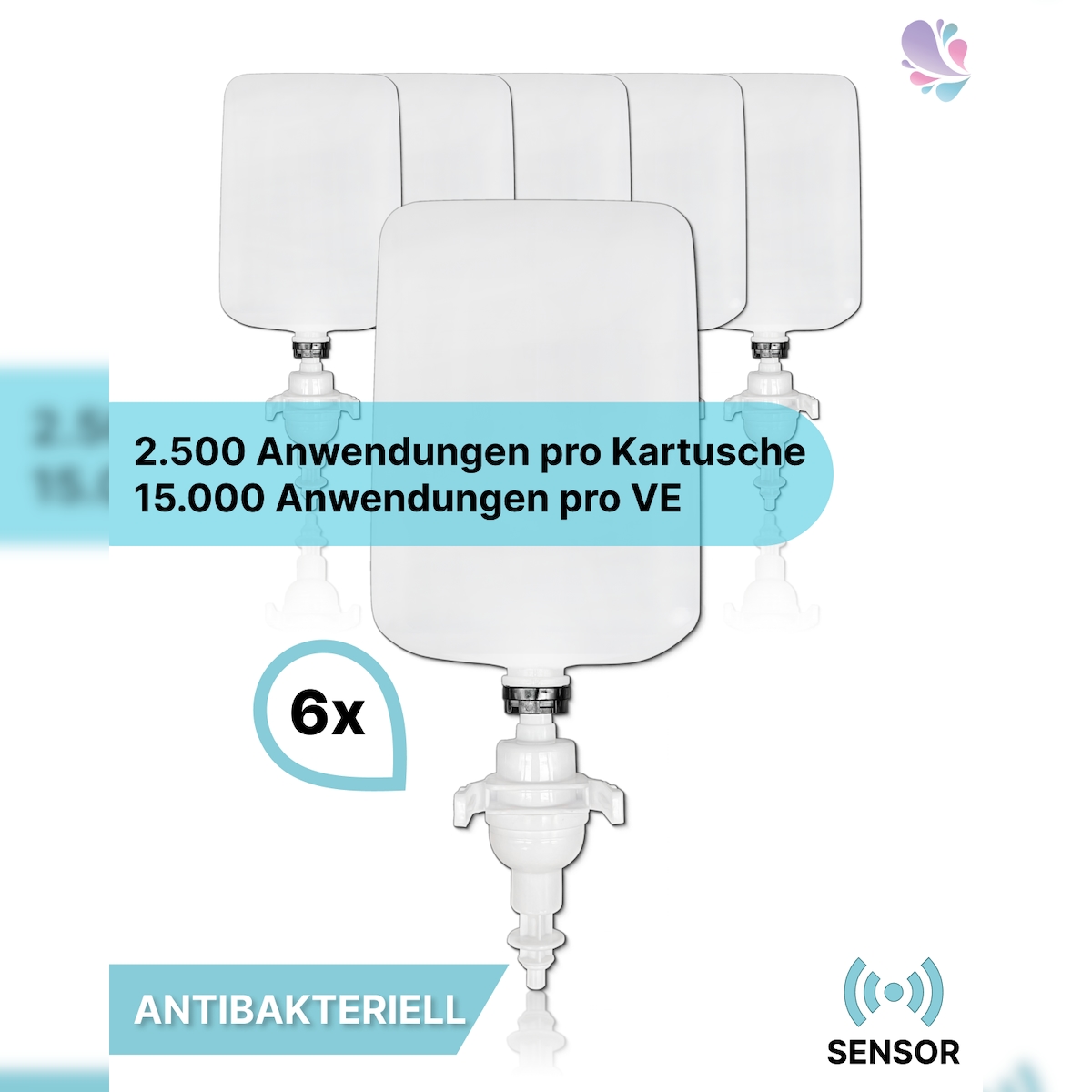 Blanc HYGIENIC Cosmos Sensor antibakterielle Schaumseife 15.000 Anwendungen, 6 x 1 Liter, inkl. Pumpe, vakuumierte Kartusche, made in Germany Image