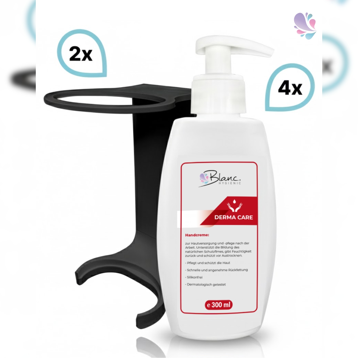 Blanc HYGIENIC SET: Mini Fix-System - 2x Mini Fix Spender + Hautpflegecreme, regenerierend, sehr ergiebig, 4x300 ml Image