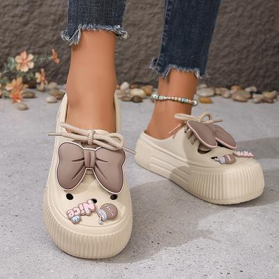 TEMU Women's Flat Sandals With Knot Decoration, Slip-resistant Eva Outsole, Soft And Lightweight Slippers For Summer Image