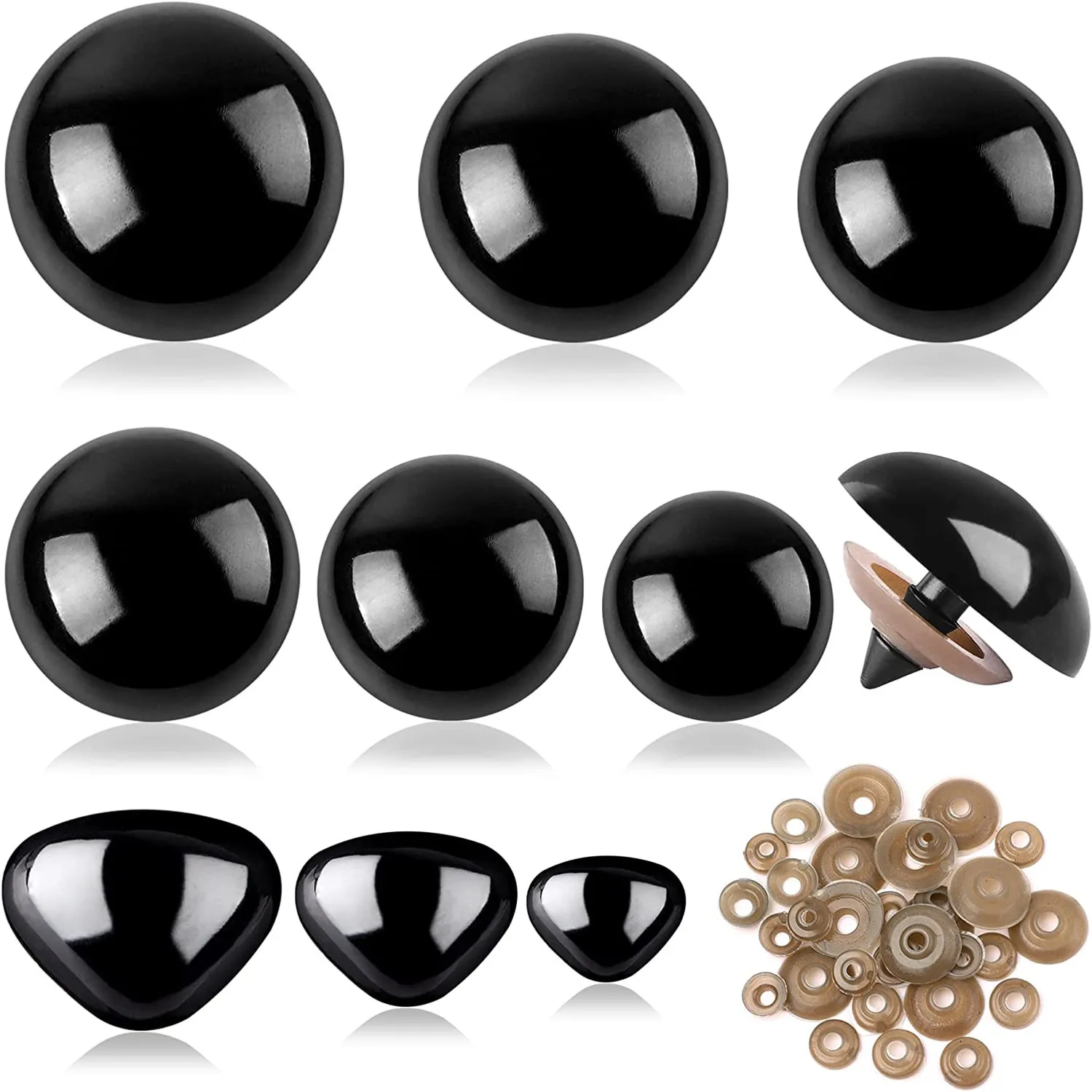 Grandi occhi e nasi di sicurezza bambole artigianali in plastica nera occhi per burattini fai da te orso artigianato animali di peluche Amigurumi che fanno forniture