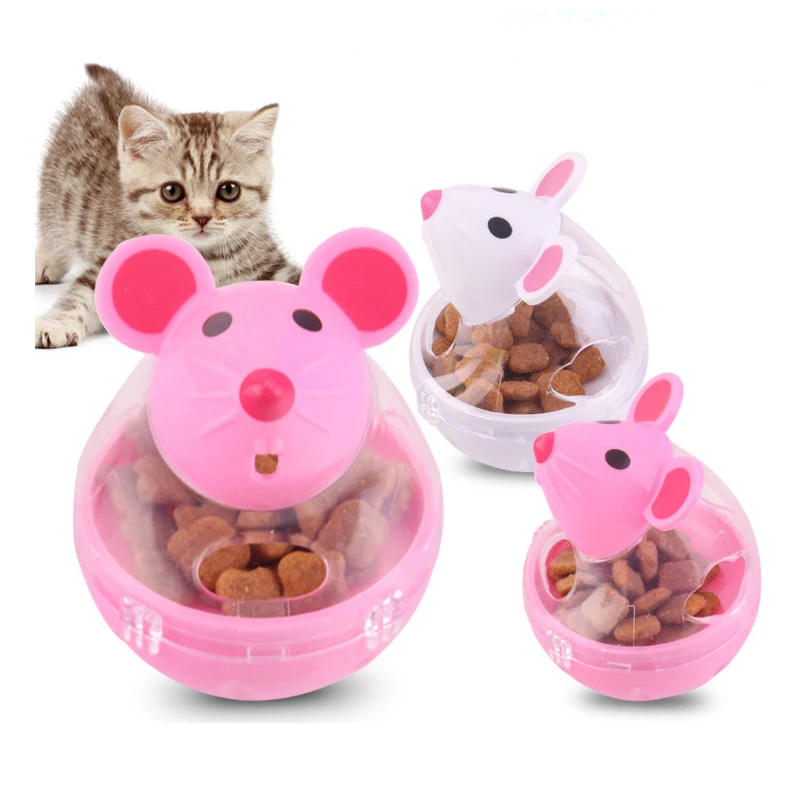 Chat souris nourriture gobelet chat nourriture jouet balle interactif chat mangeoire fuite nourriture intéressant en plastique chat distributeur de nourriture traiter jouet
