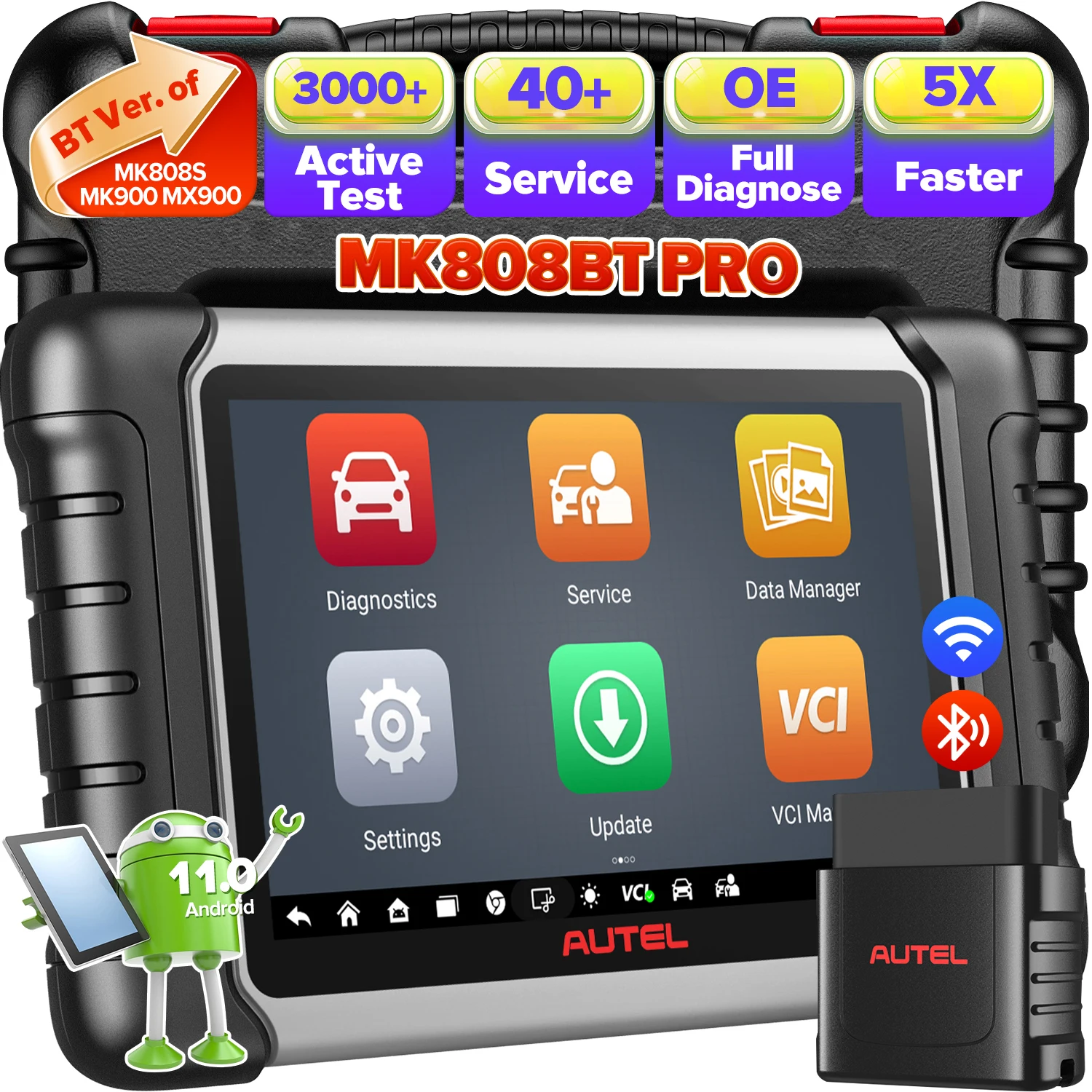 Lecteur de code OBD2 Autel MaxiCOM MK808BT PRO, outil de diagnostic bidirectionnel pour voiture, lecteur de code OBD2, diagnostic de tous les systèmes, PK MK808KBT