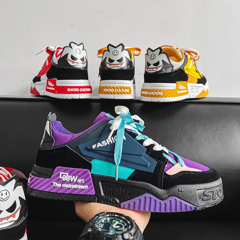 Neue Designer lila Turnschuhe Männer Mode Skateboard Schuhe Männer Hip Hop Street Sneakers Schnürung Student Casual Sportschuhe männlich