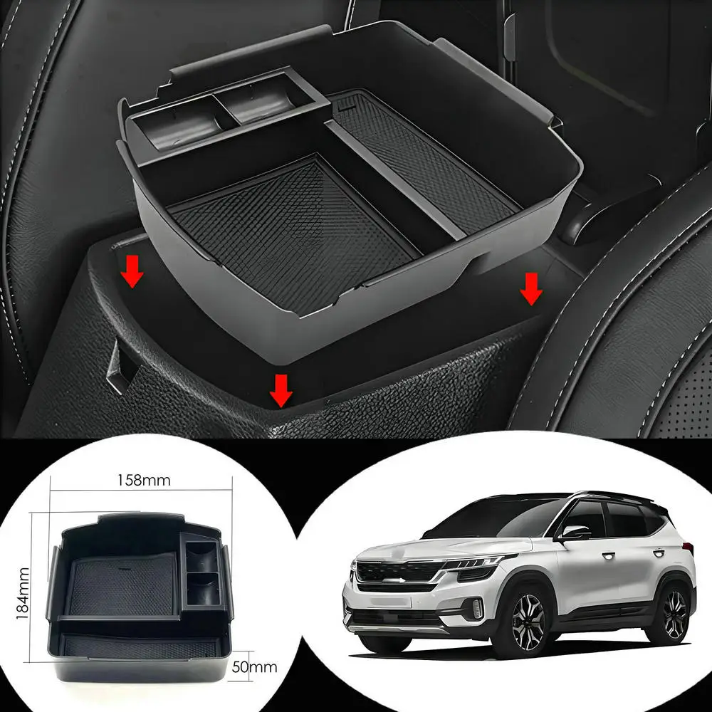 Auto Innen Lagerung Box Für Kia Seltos 2020 2021 2023 2024 Auto Mittleren Armlehne Lagerung Box Organizer Fach Auto zubehör Image
