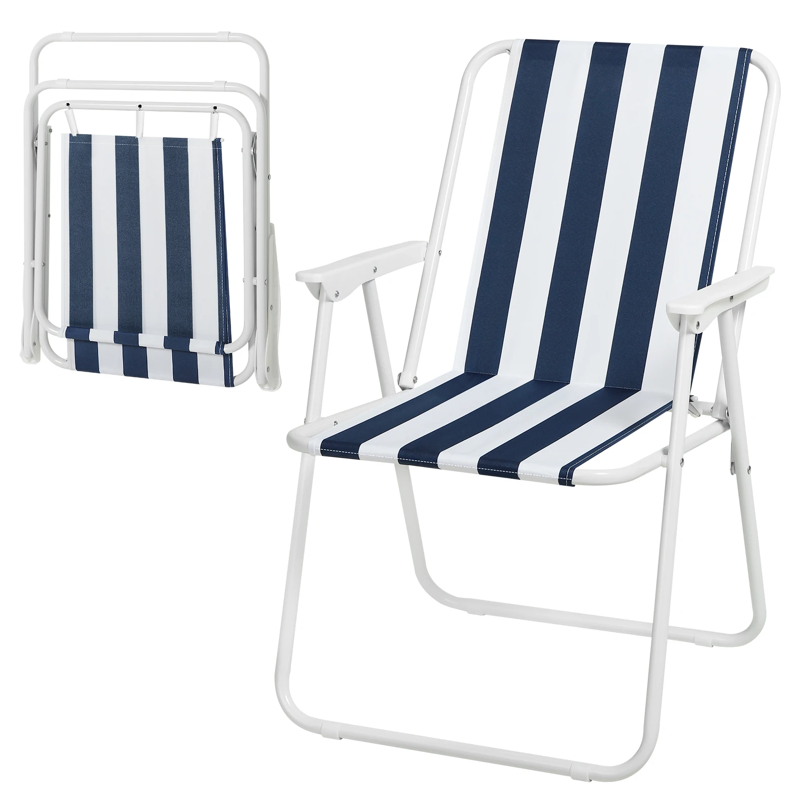 WOLTU Leichter, faltbarer Campingstuhl, zusammenklappbarer Angelstuhl mit Armlehnen für Strand, Garten, Terrasse, Outdoor, Camping, Picknick Image