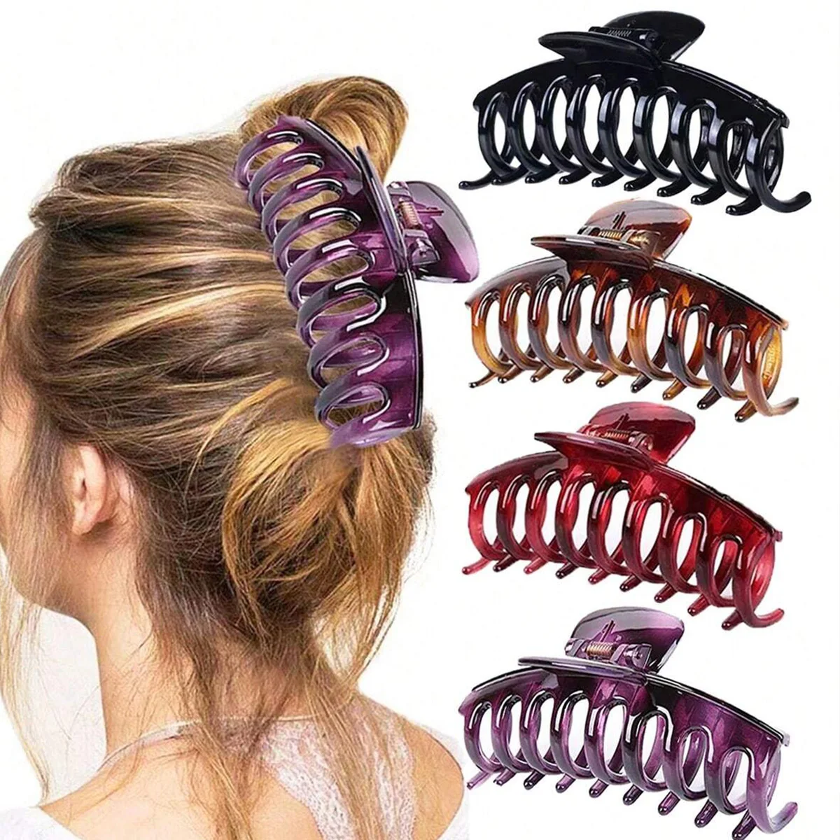 4 Stück Damen mehrfarbige Harz blume einfache und modische französische elegante Haars pange Image