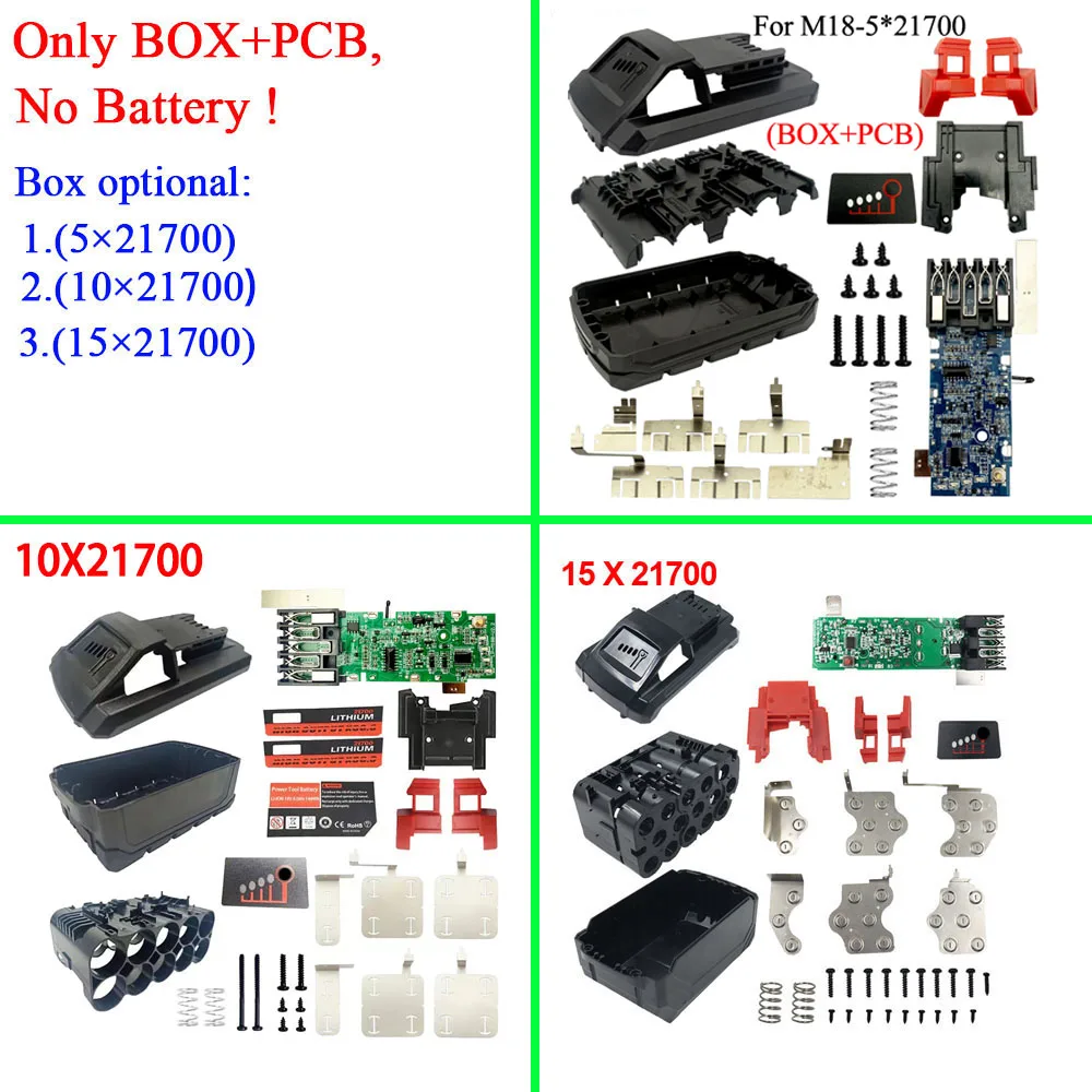 21700 Li-Ion Batterie Kunststoff Fall PCB Lade Schutz Platine Box Shell Für Milwaukee 18 V Lithium-Batterie Gehäuse Image