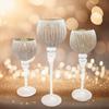 Teelichthalter Glas-Kelch weiß-golden 3er-Set