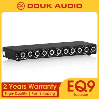 Douk Audio HiFi EQ9 9-Band Stereo EQ Preamp Analog Pre-Amplifier Equalizer Audio Processor for Home/Car