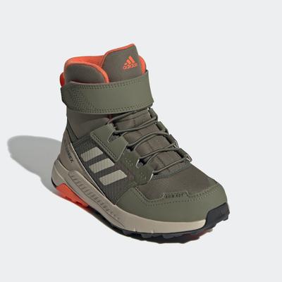 Wanderschuh ADIDAS TERREX "TERREX TRAILMAKER HIGH COLD.RDY", Kinder, Gr. 40, grün (olive strata, wonder beige, semi impact orange), Textil, Synthetik, sportlich, Schuhe, wärmend Image