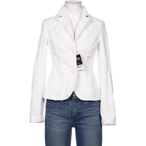 H&M Damen Blazer, Gr. 36, weiß, Baumwolle, Synthetik