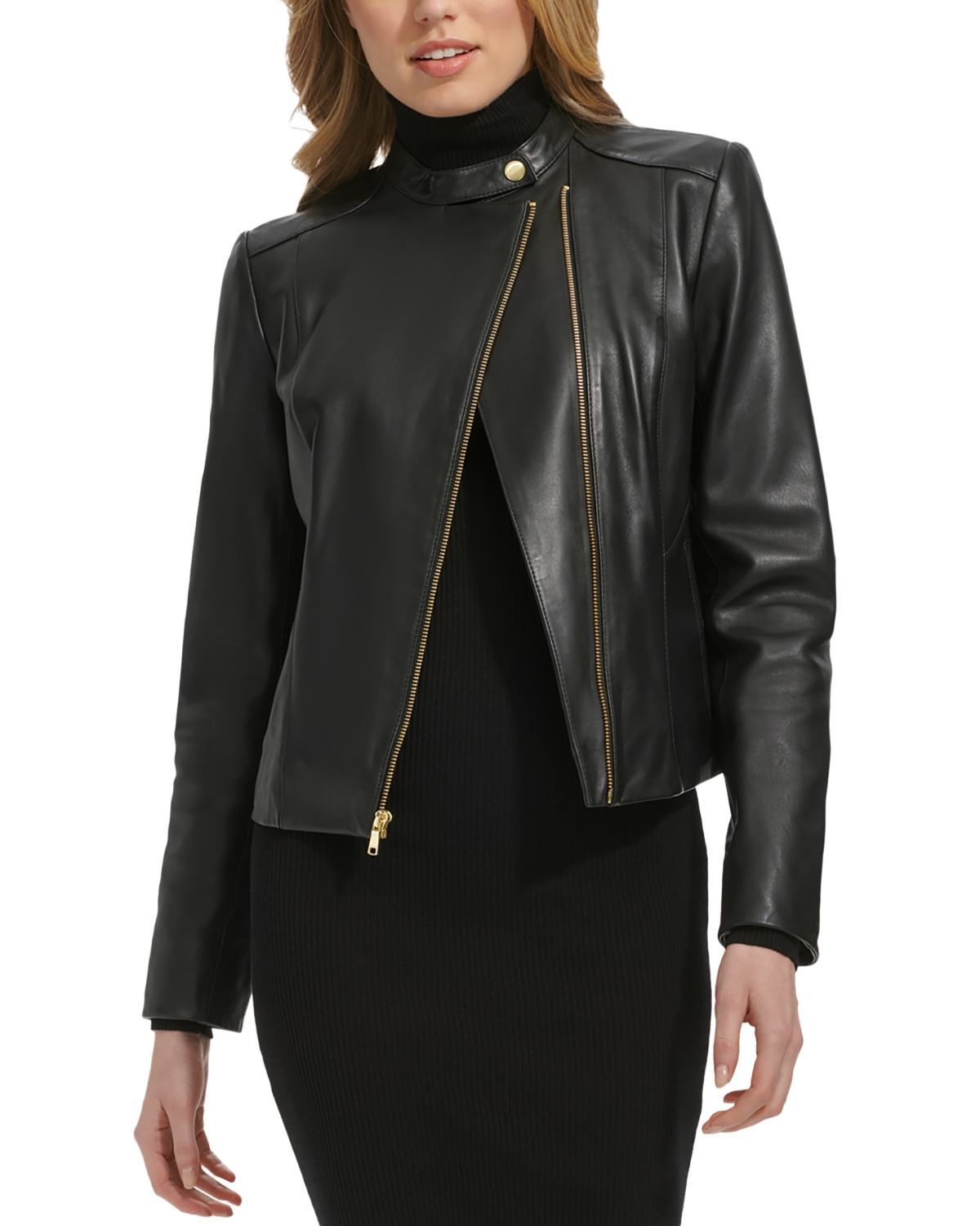 Cole Haan Racer Leather Jacket - Black