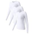 Mepaouo 3 Pack Womenâ€™s Thermal Shirts Fleece Lined Compression Long Sleeve Base Layer Tops(White L)