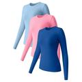 Mepaouo 3 Pack Womenâ€™s Thermal Shirts Fleece Lined Compression Long Sleeve Base Layer Tops(Pink M)