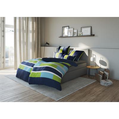 Bettwäsche H.I.S "Etienne in Gr. 135x200 oder 155x220 cm", blau (blau, grün), B/L: 155cm x 220cm, , Linon, B/L: 80cm x 80cm, Linon, Obermaterial: 100% Baumwolle, Bettwäsche, Bettwäsche aus Baumwolle, zeitlose Bettwäsche mit Streifen-Design Image