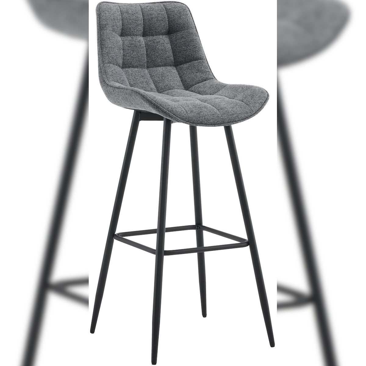 DELUKE® Barhocker SYDNEY - Dunkelgrau, Stoff | Barhocker mit Lehne Barstuhl Tresenhocker Tresenstuhl Kneipenhocker Kneipenstuhl Image