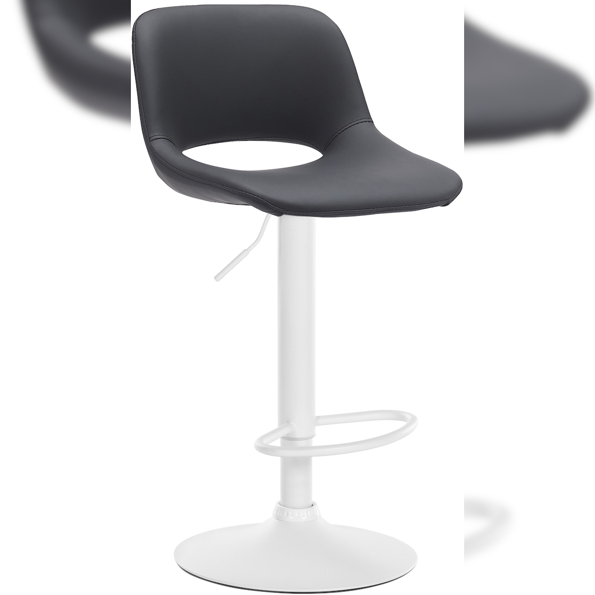 DELUKE® Barhocker JAKSON - Schwarz, Kunstleder, Weiß | Barhocker mit Lehne Barstuhl Tresenhocker Tresenstuhl Kneipenhocker Kneipenstuhl