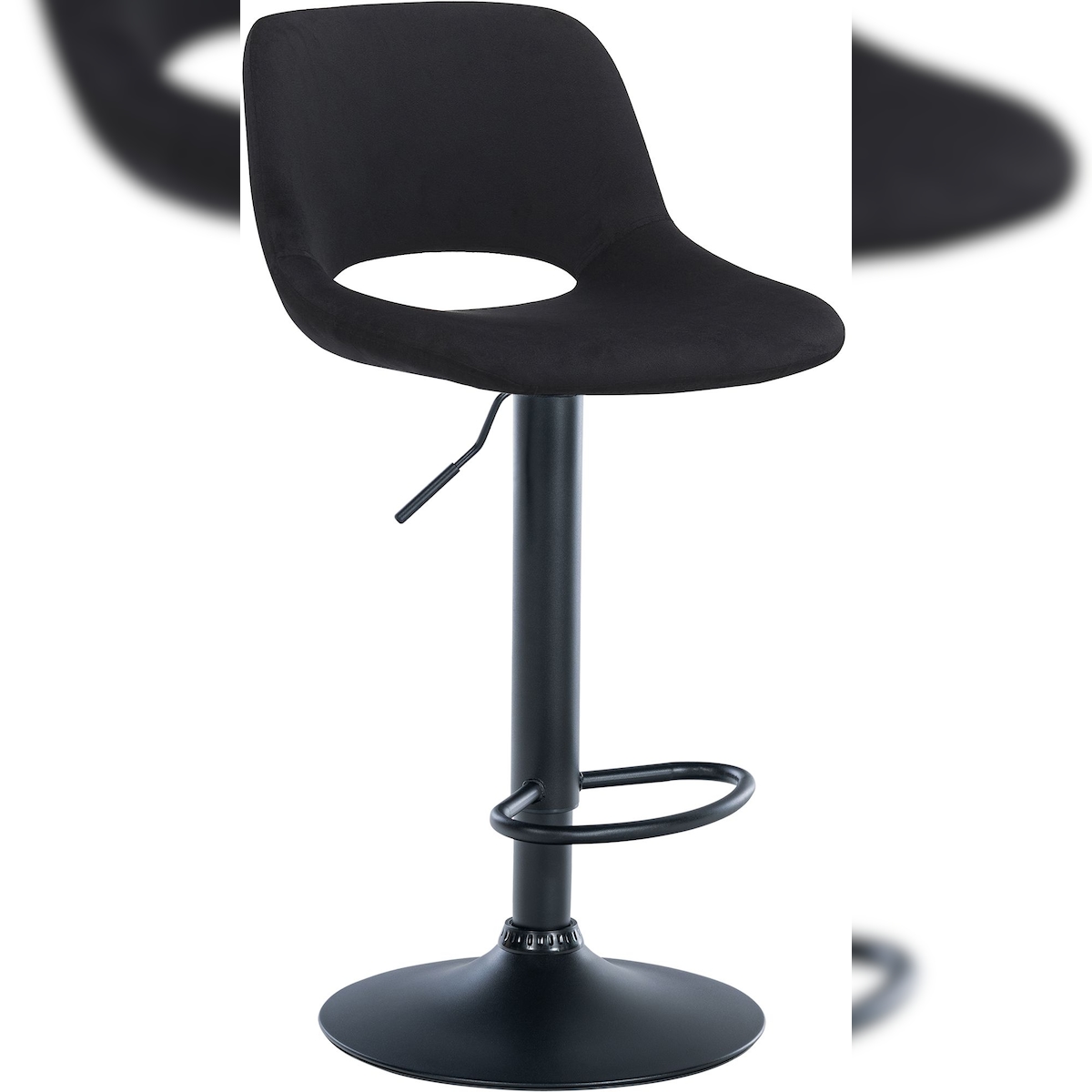 DELUKE® Barhocker JAKSON - Schwarz, Samt, Schwarz | Barhocker mit Lehne Barstuhl Tresenhocker Tresenstuhl Kneipenhocker Kneipenstuhl