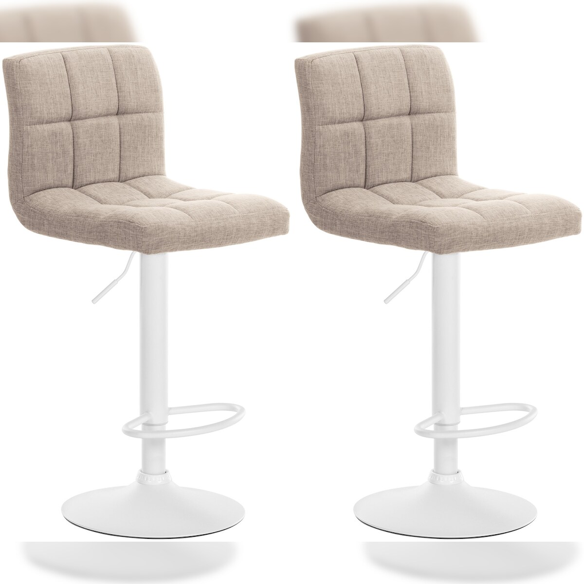 DELUKE® Barhocker 2er Set MADRID - Creme, Stoff, Weiß | Barhocker mit Lehne Barstuhl Tresenhocker Tresenstuhl Kneipenhocker Kneipenstuhl Image