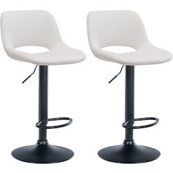 DELUKE® Barhocker 2er Set JAKSON - Creme, Samt, Schwarz | Barhocker mit Lehne Barstuhl Tresenhocker Tresenstuhl Kneipenhocker Kneipenstuhl