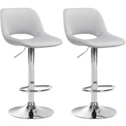 DELUKE® Barhocker 2er Set JAKSON - Hellgrau, Samt, Chrom | Barhocker mit Lehne Barstuhl Tresenhocker Tresenstuhl Kneipenhocker Kneipenstuhl