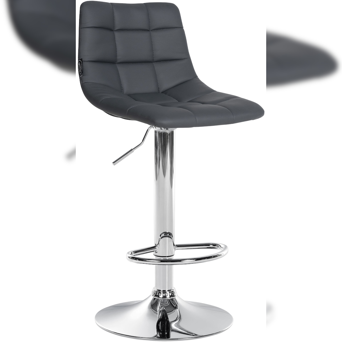 DELUKE® Barhocker DUBAI - Grau, Kunstleder, Chrom | Barhocker mit Lehne Barstuhl Tresenhocker Tresenstuhl Kneipenhocker Kneipenstuhl Image